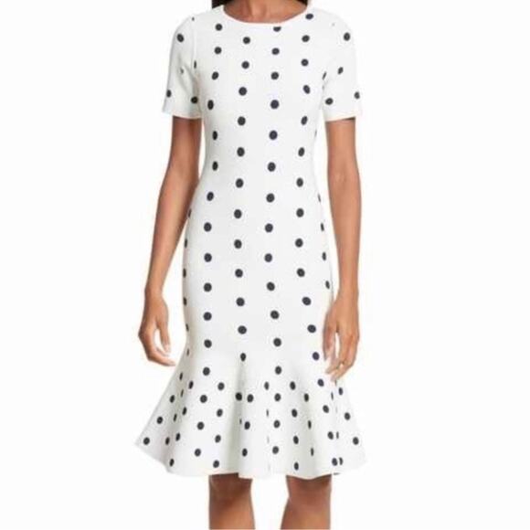 Milly Navy White Polka Dot Mermaid Dress Size Small - Picture 1 of 16